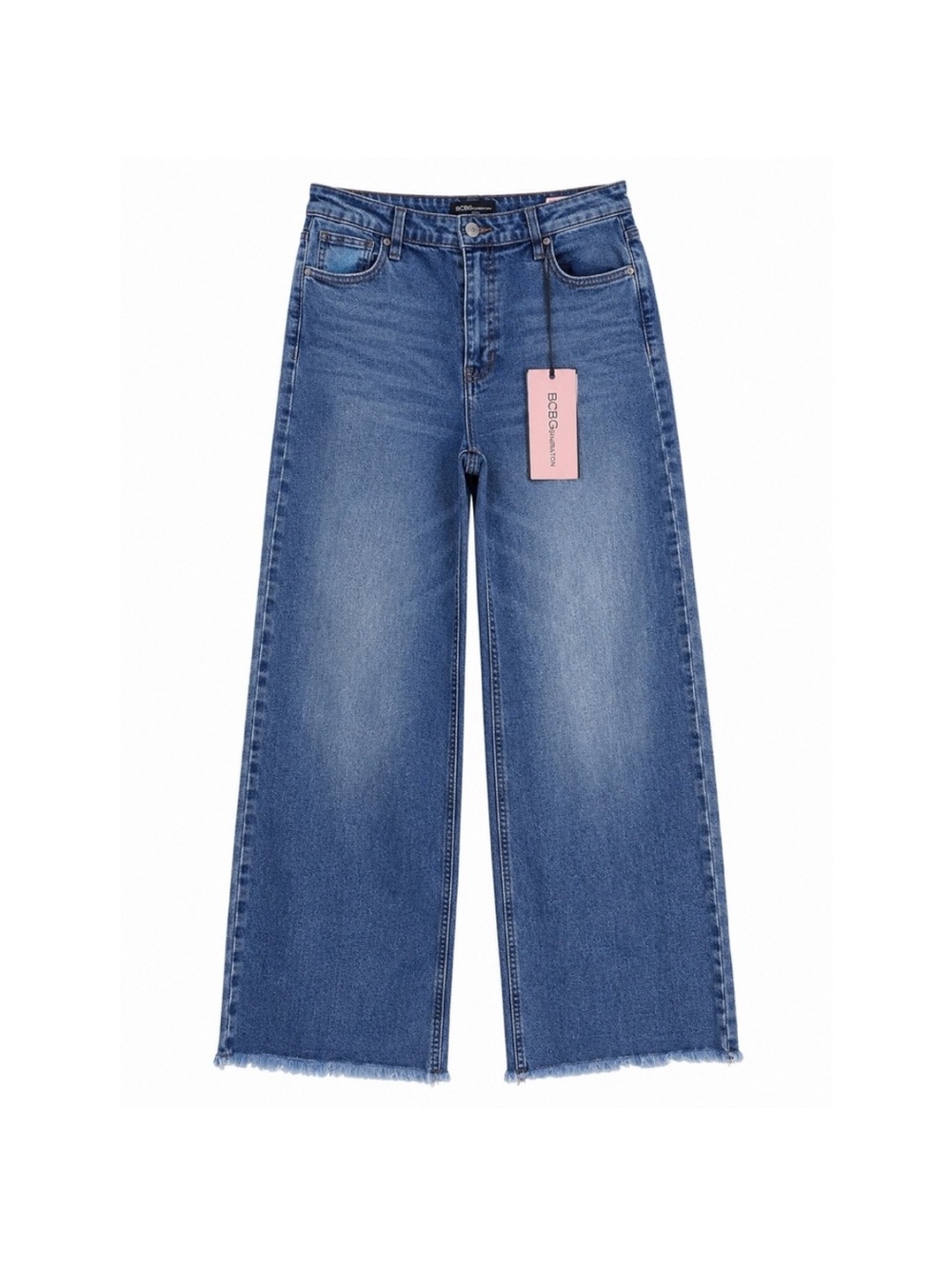 NWT BCBG Generation High Rise Wide Leg Jeans Size 29 Frayed Hem Denim